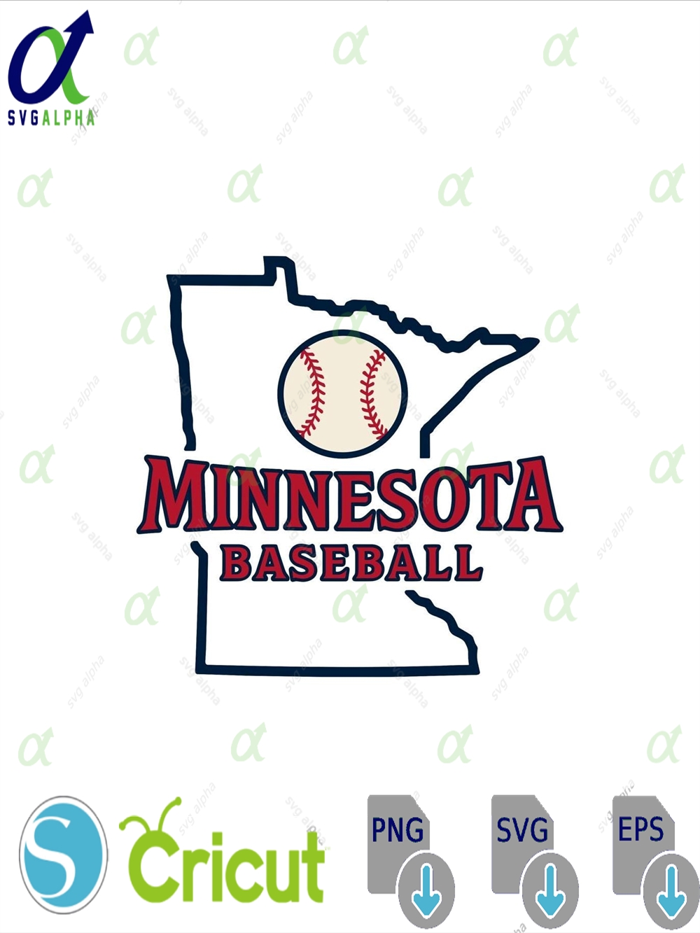 Minnesota Baseball Map - Vintage Cut File Svg Eps Png